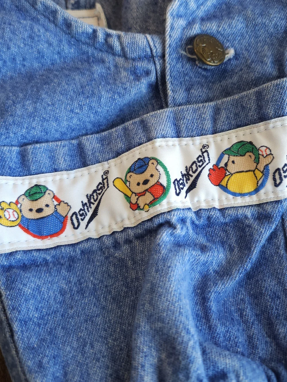Vintage OshKosh B'Gosh Vestbak Bubble Romper Baseball Bear Overalls USA - 3-6m